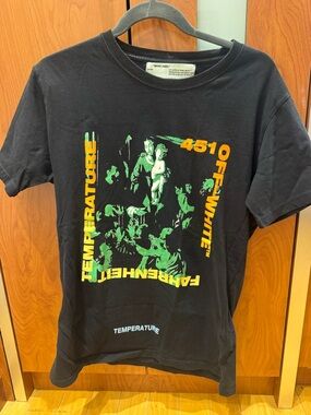 Off-White Black Tee with Yellow & Green Graphic